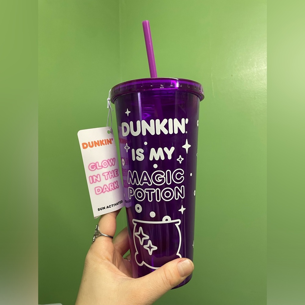 Dunkin tumbler magic potion Halloween cup 2024 glow in the dark purple